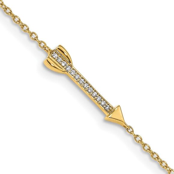 14k Yellow Gold Diamond Arrow Bracelet